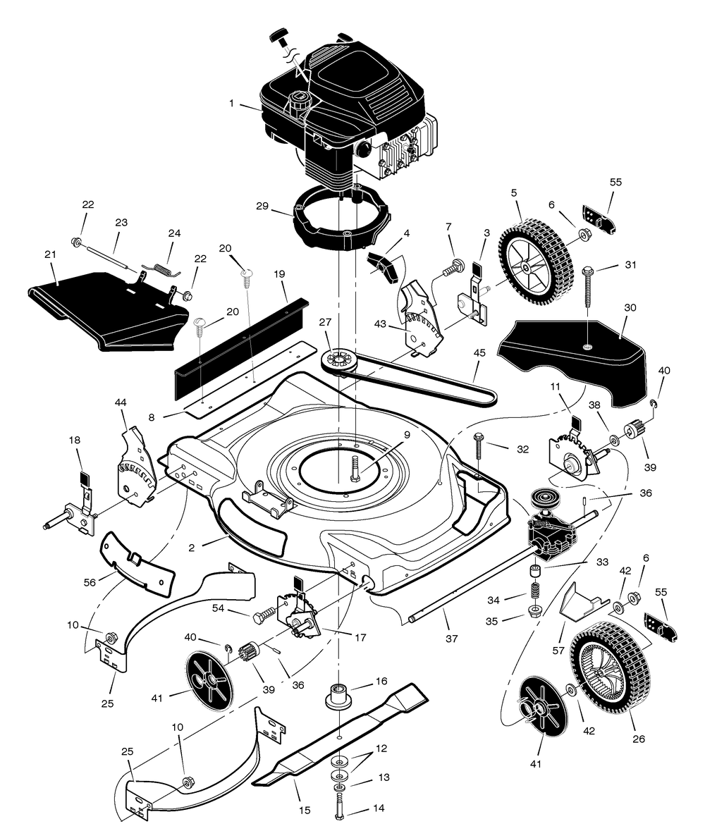 Mower Housing Assembly Diagram and Parts List for 226110X50A 2005 Briggs and Stratton Lawn Mower